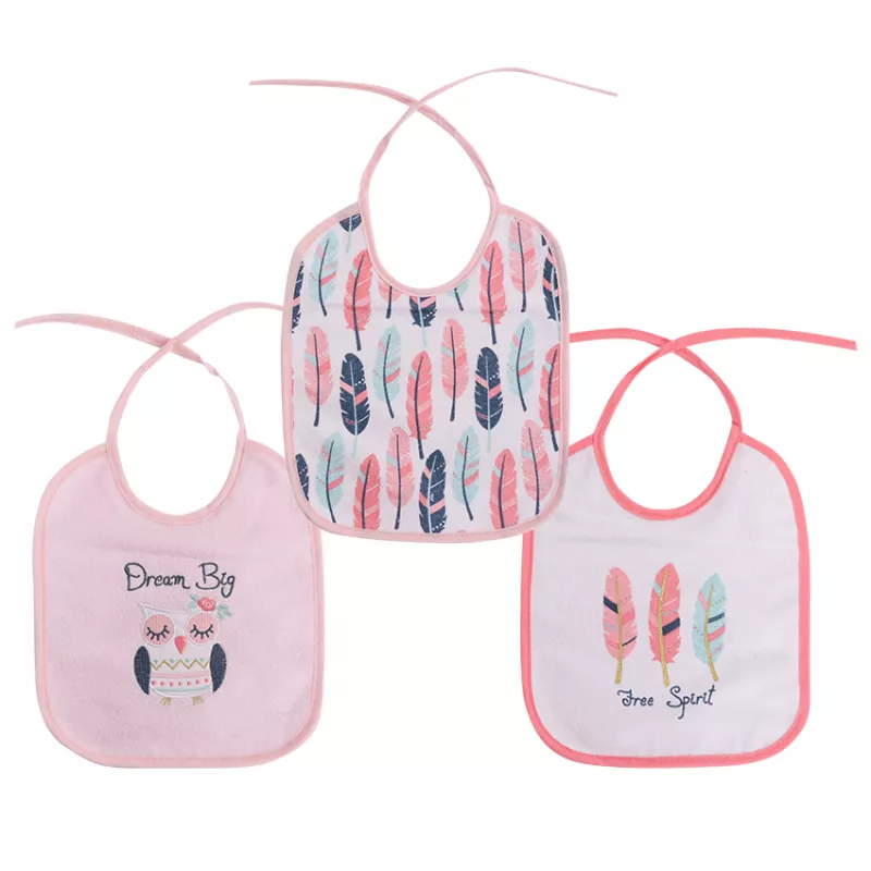 Set 3 bavete bumbac si peva, 23 X 20 cm, inchidere cu snur, fetite 1