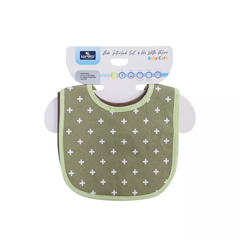Set 3 bavete bumbac si peva, 30 x 19 cm, inchidere cu banda velcro, unisex 5
