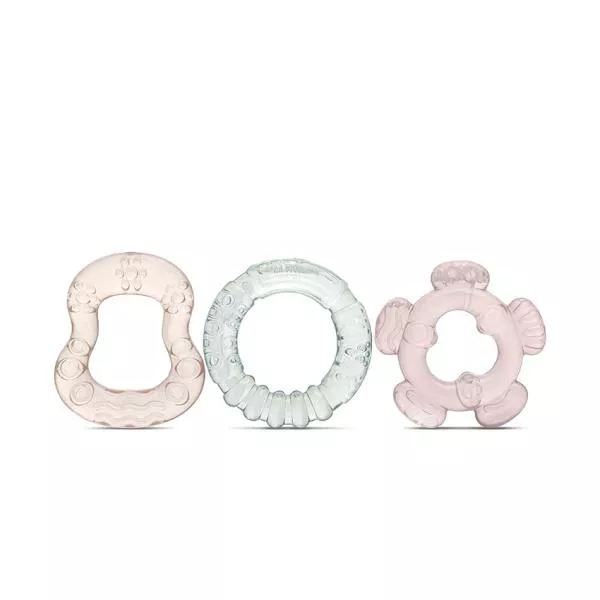 Set 3 jucarii de dentitie bebelusi, refrigerante, forme diferite, 3 luni+, Iceberg Green & Mellow Rose 1