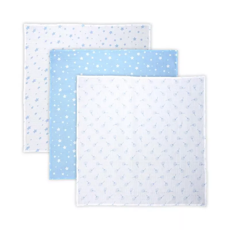 Set 3 scutece din muselin 80x80 cm Trio, Aquatic Mix 1