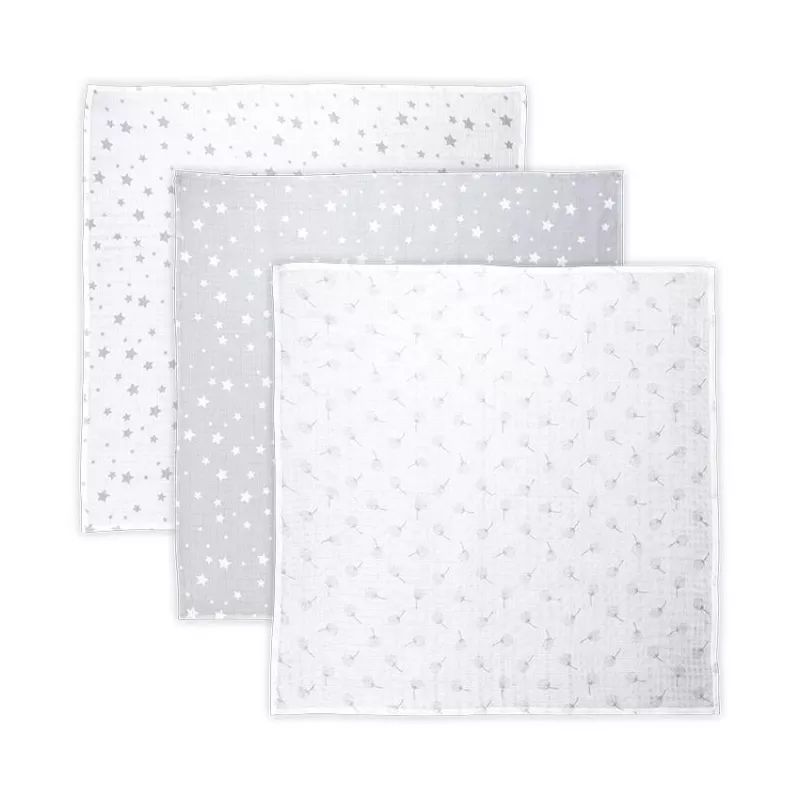 Set 3 scutece din muselin 80x80 cm Trio, New Grey Mix 1