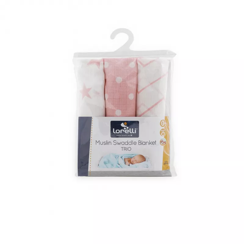 Set 3 scutece pled muselina, 80x80 cm, Pink Mix 2