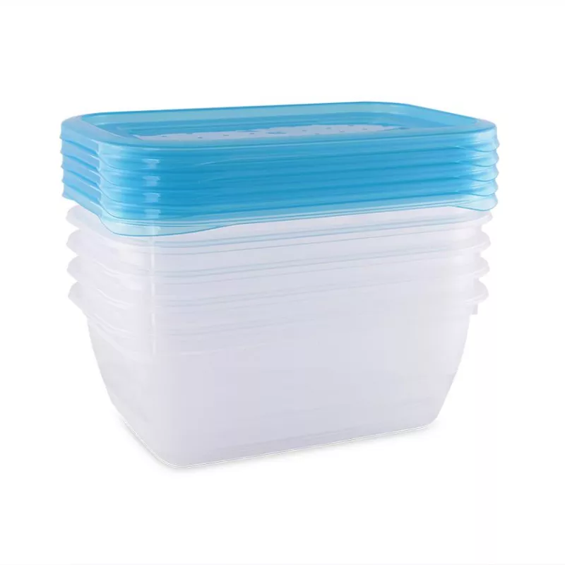 Set 5 recipiente rectangulare, cu capac pentru pastrarea hranei, 0.5 litri, Transparent 1