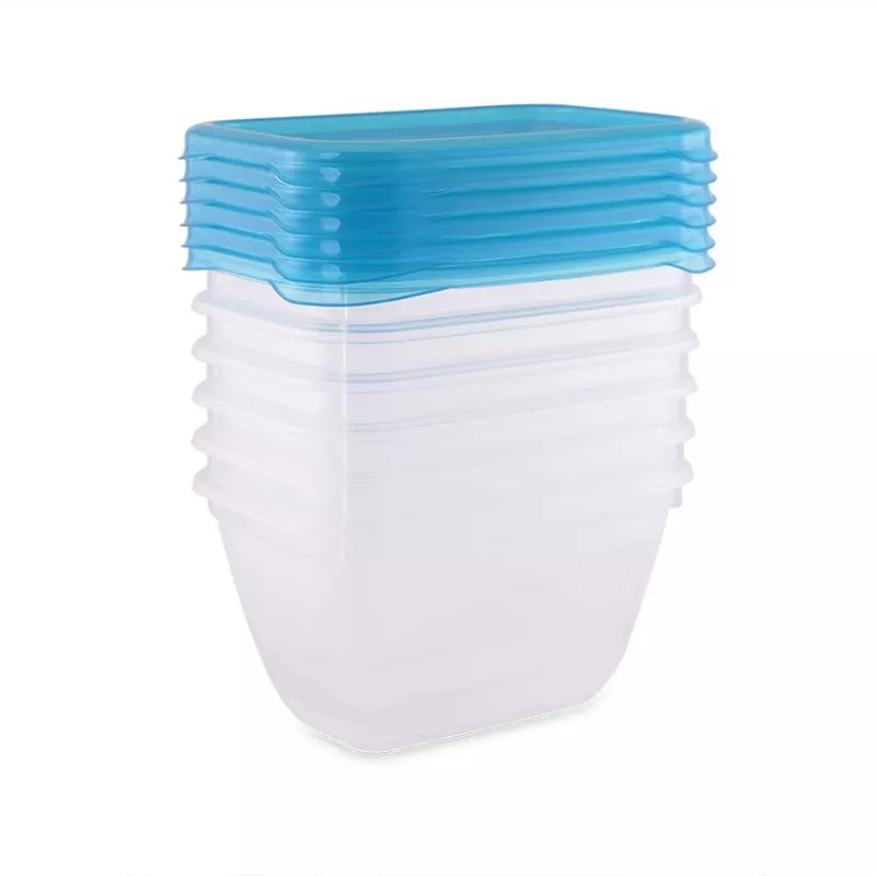Set 6 recipiente rectangulare, cu capac pentru pastrarea hranei, 0.25 litri, Transparent 1