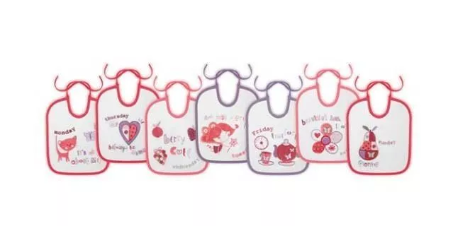 Set 7 bavete zilele saptamanii, small, bumbac, inchidere cu snur, Girl 1