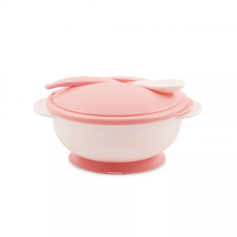 Set castron cu ventuza, capac si lingurita, Blush Pink 1