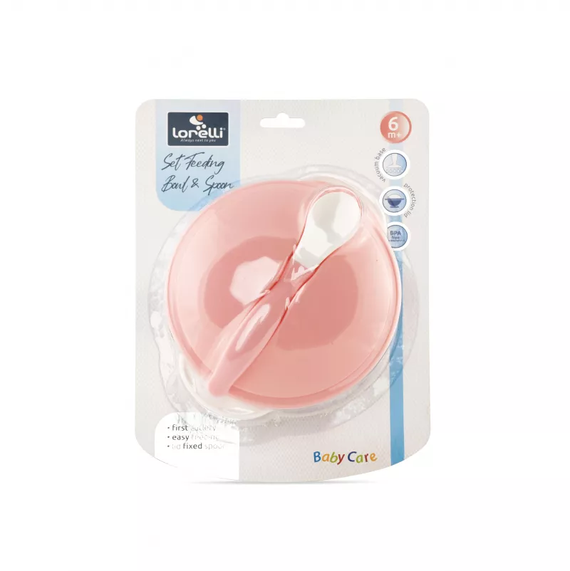 Set castron cu ventuza, capac si lingurita, Blush Pink 2