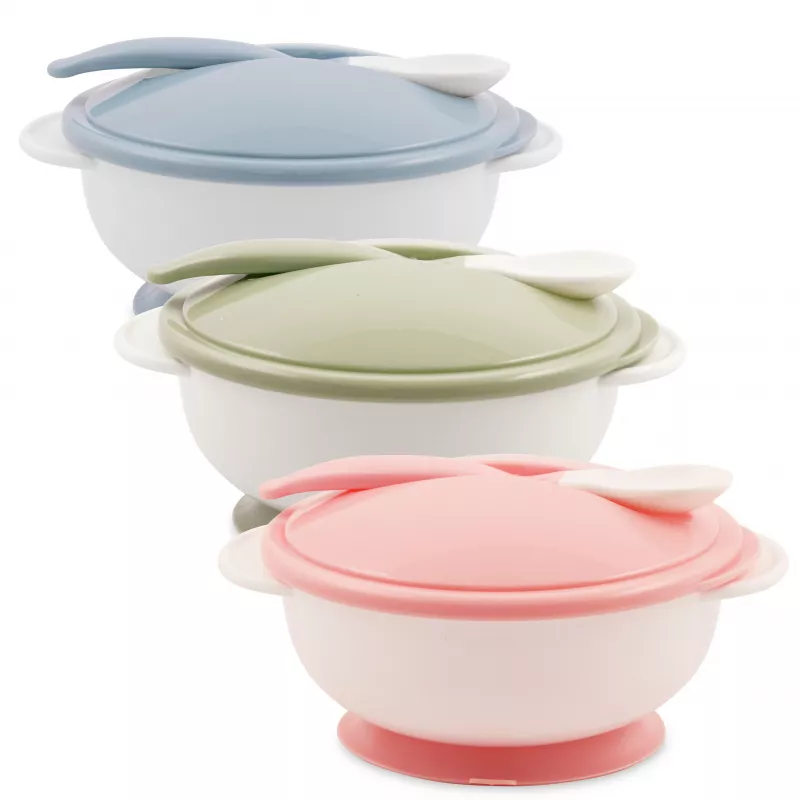 Set castron cu ventuza, capac si lingurita, Blush Pink 3