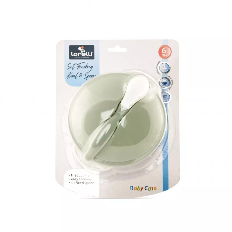 Set castron cu ventuza, capac si lingurita, Mint Green 2