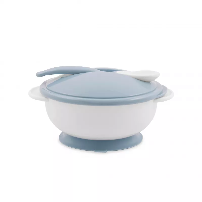 Set castron cu ventuza, capac si lingurita, Moonlight Blue 1