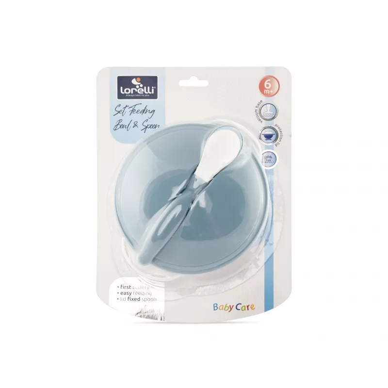 Set castron cu ventuza, capac si lingurita, Moonlight Blue 2