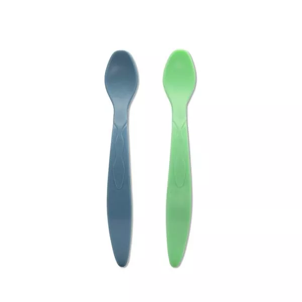 Set de 2 lingurite flexibile, cu maner lung, margine rotunjita, verde si albastru 1