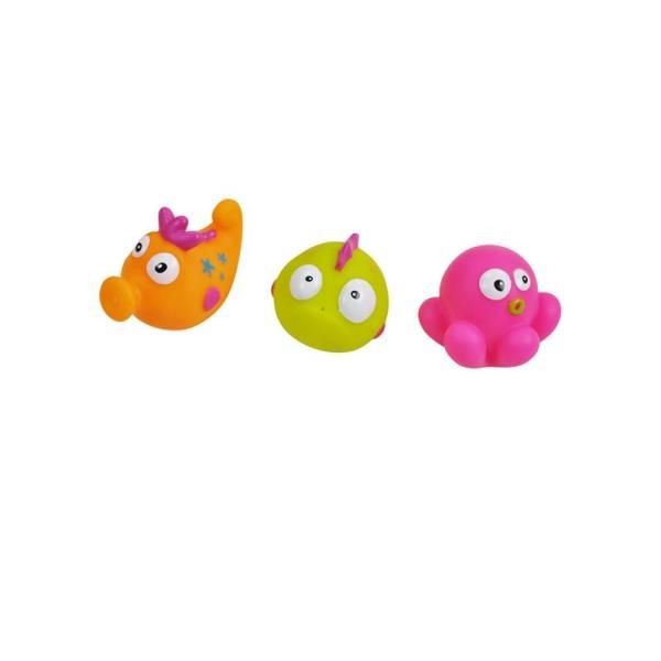 Set de baie 4 piese, Knorr Toys, include covoras de baie din PVC 69x39 cm si 3 jucarii lumea subacvatica, 0 Luni+ 3