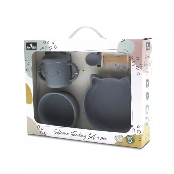 Set de hranire din silicon natural, 4 piese, 6 luni+, Grey 3