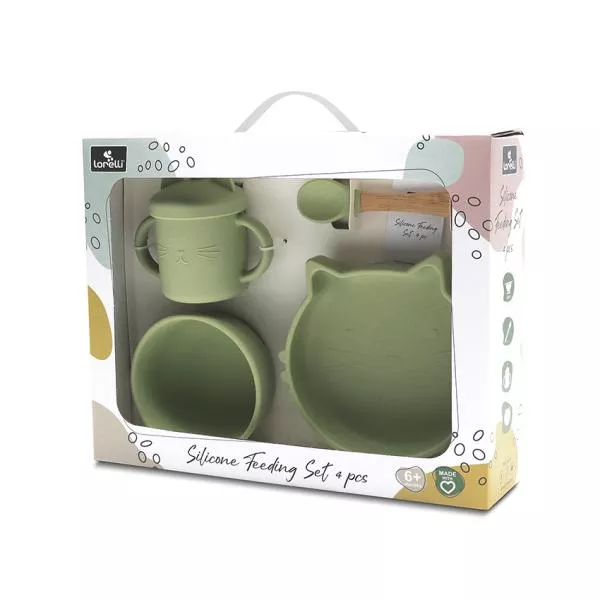 Set de hranire din silicon natural, 4 piese, 6 luni+, Fresh Green 3