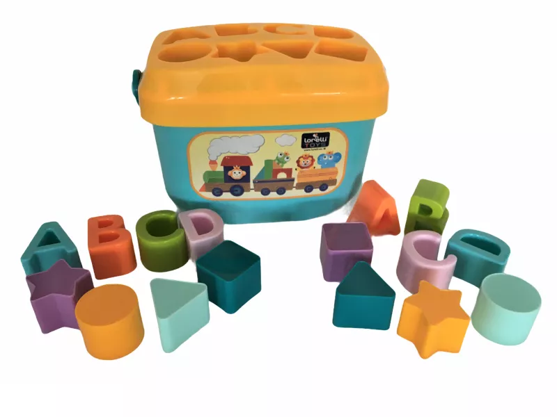 Set jucarii cuburi de construit, 16 piese, diferite forme si culori, 18 luni+, multicolor 1