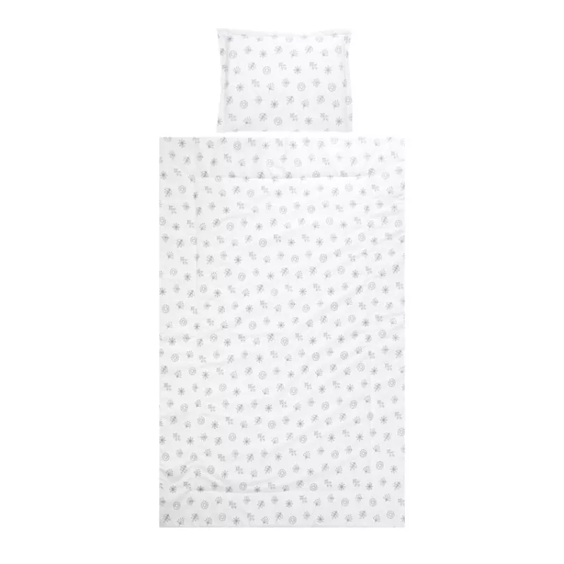 Set lenjerie pat 3 piese, bumbac ranforce, Cosy, Abstract Leavs Grey Beige 2