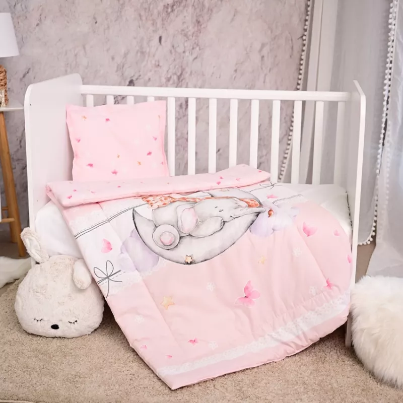 Set lenjerie pat 3 piese, bumbac ranforce, Cosy, Butterflies Pink 3