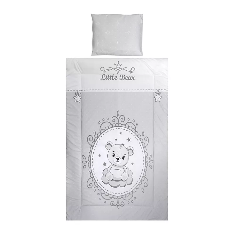 Set lenjerie pat 3 piese, bumbac ranforce, Cosy, Little Bear Grey 1
