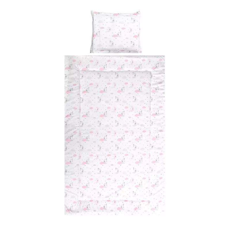 Set lenjerie pat 3 piese, bumbac ranforce, Cosy, Moons & Stars Pink 1