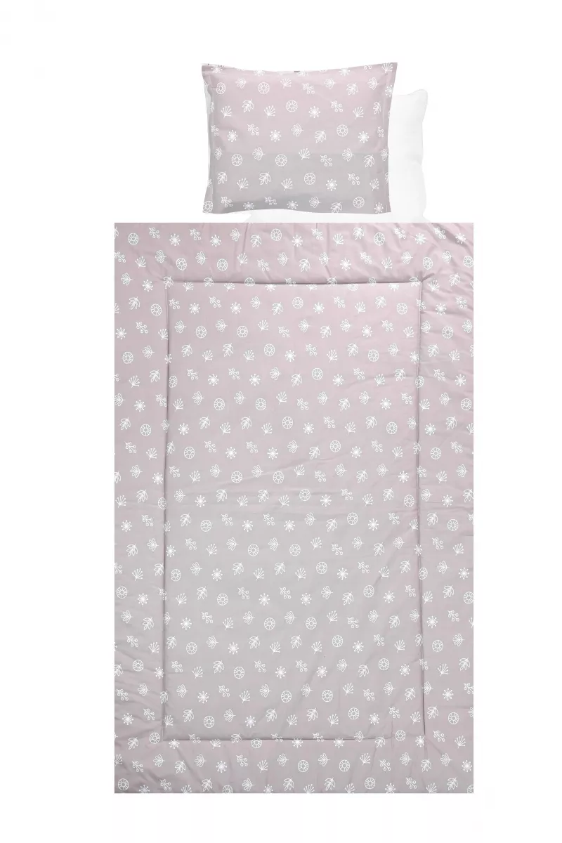 Set lenjerie pat 4 piese, bumbac ranforce, Abstract Leavs Grey Beige 1
