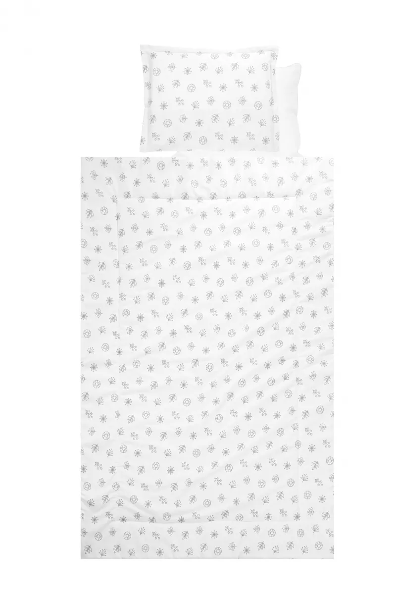 Set lenjerie pat 4 piese, bumbac ranforce, Abstract Leavs Grey Beige 2