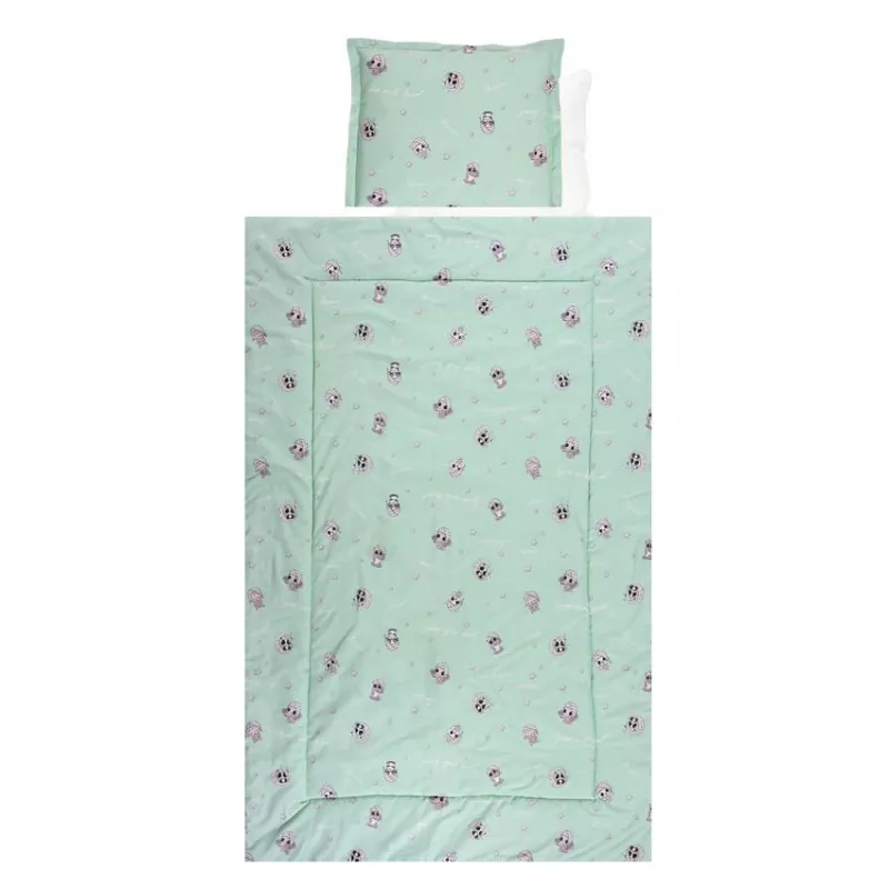 Set lenjerie pat 4 piese, bumbac ranforce, Friends Green 1