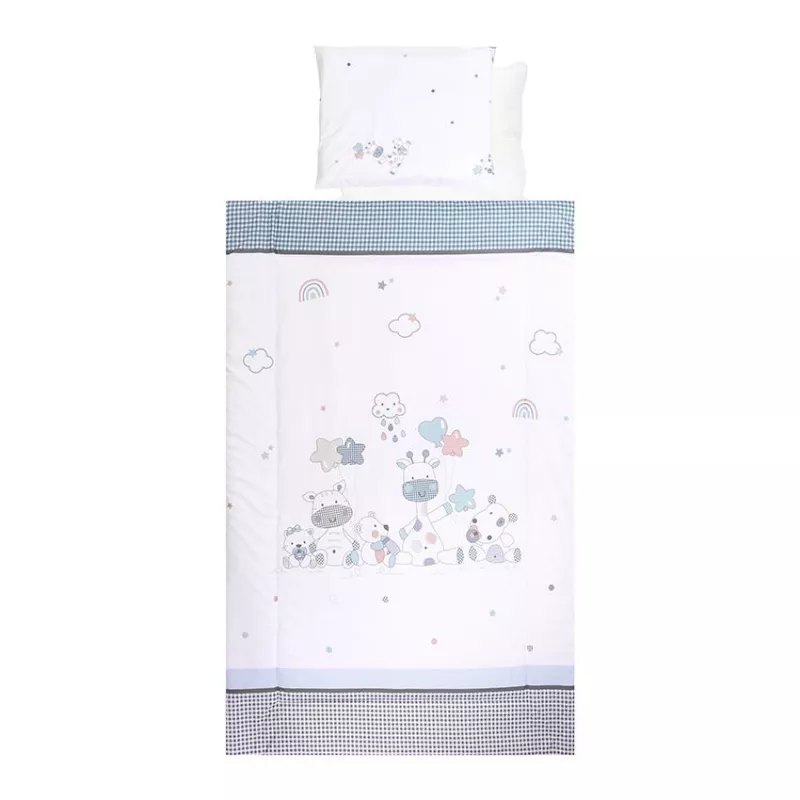 Set lenjerie pat 4 piese, bumbac ranforce, Giraffe White 1