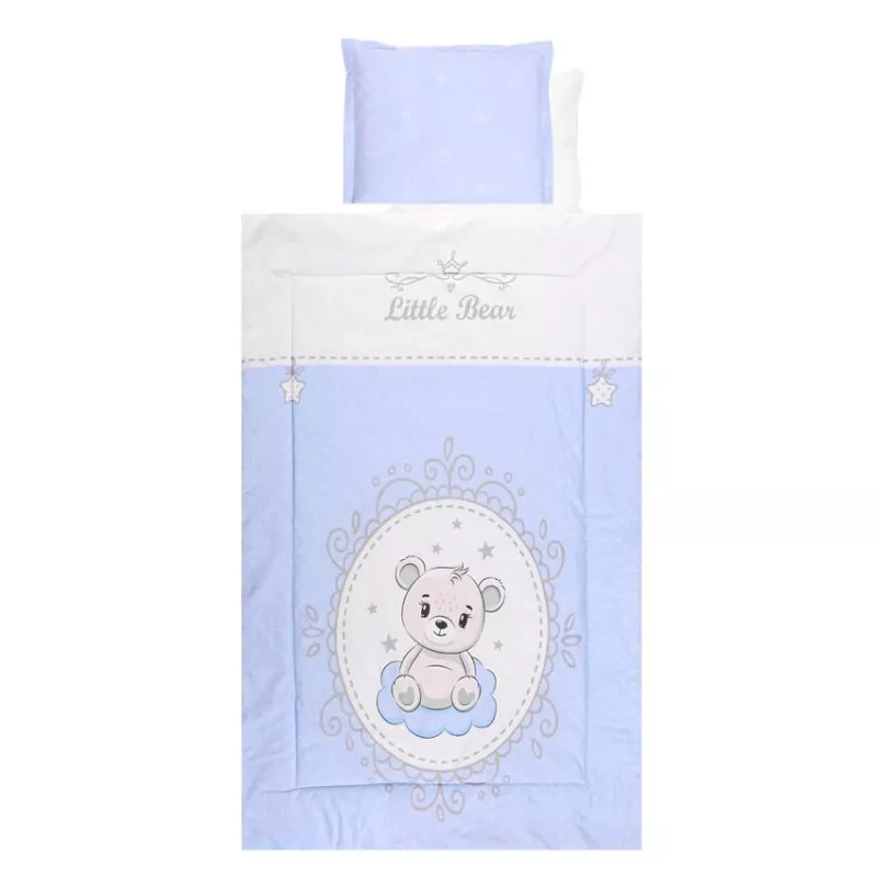 Set lenjerie pat 4 piese, bumbac ranforce, Little Bear Blue 1