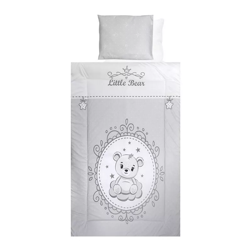 Set lenjerie pat 4 piese, bumbac ranforce, Little Bear Grey 1