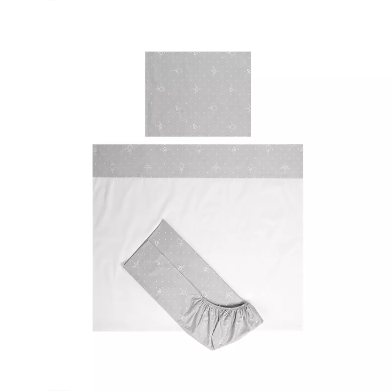 Set lenjerie pat 60 x 120 cm Tiny Dream, 3 piese, bumbac ranforce, Bear Grey 1