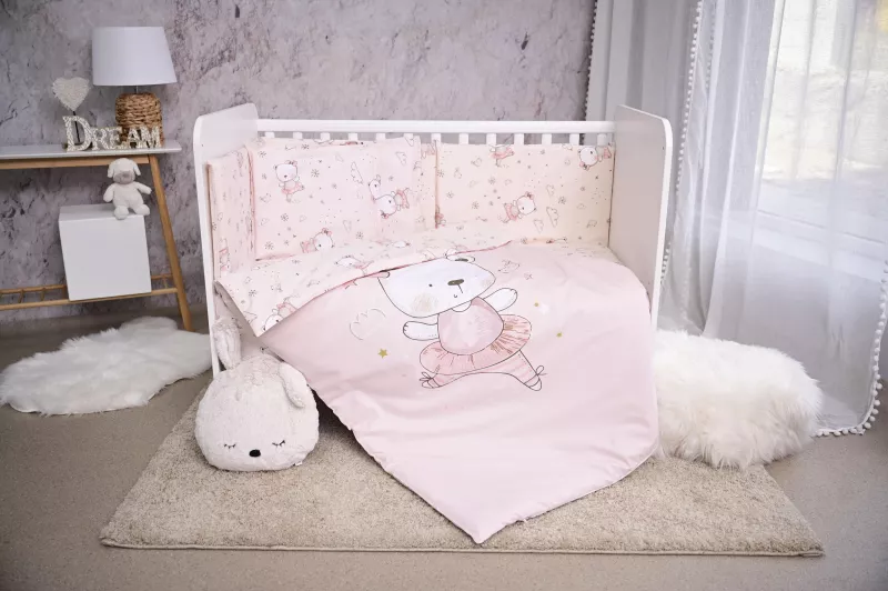 Set lenjerie pat 60/120,  Smile, bumbac ranforce, Pink Ballerina Bear 2