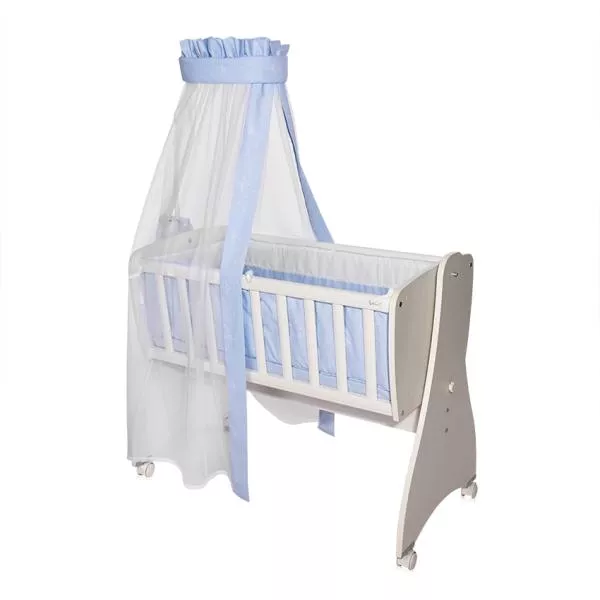 Set lenjerie pat 7 piese, bumbac ranforce, pentru pat balansoar First Dreams, Bear Blue 1