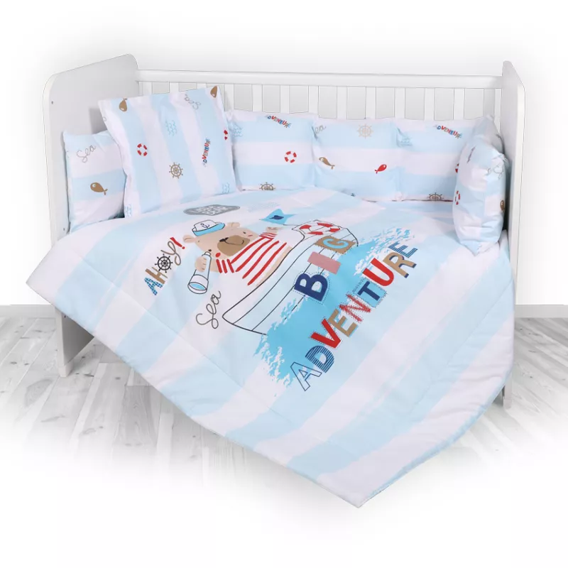 Set lenjerie pat 7 piese, Lily, bumbac ranforce, Adventure Blue 1