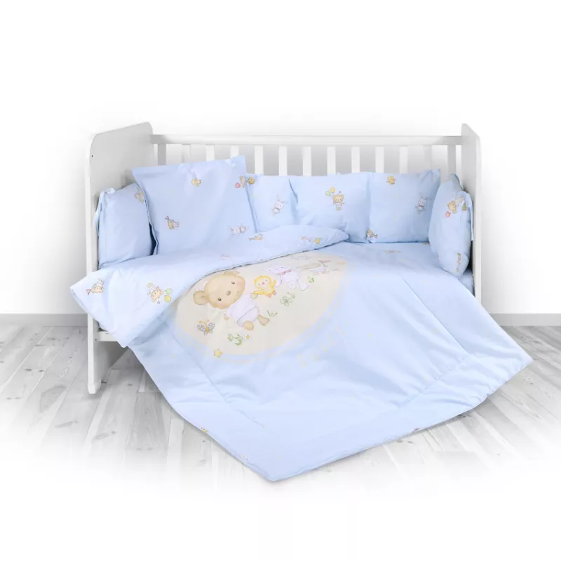 Set lenjerie pat 7 piese, Lily, bumbac ranforce, Bear Party Blue 2