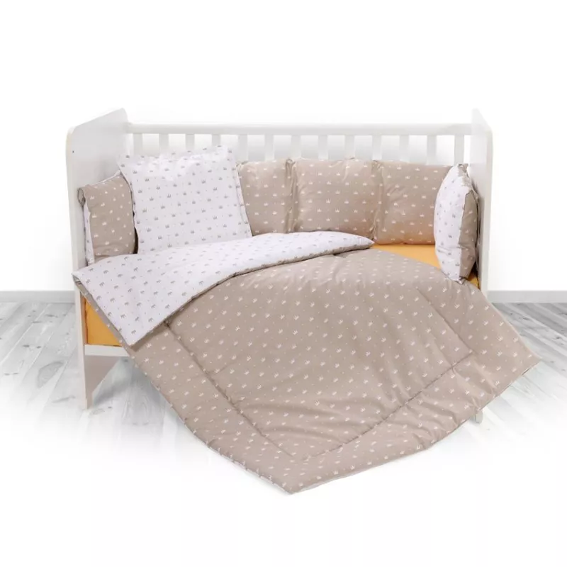Set lenjerie pat 7 piese, Lily, bumbac ranforce, Crowns Latte 2