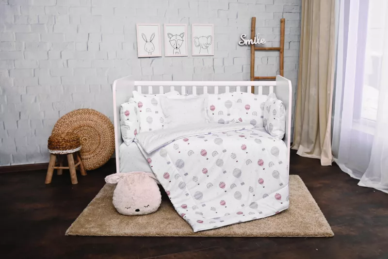 Set lenjerie pat 7 piese, Lily, bumbac ranforce, Grey Ballons 1