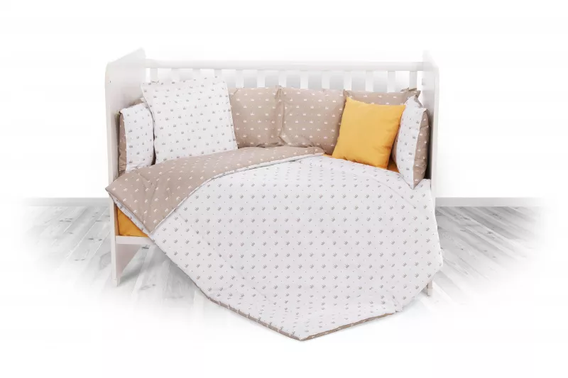 Set lenjerie pat 8 piese, 70x140 cm, bumbac ranforce, Crowns Latte 1