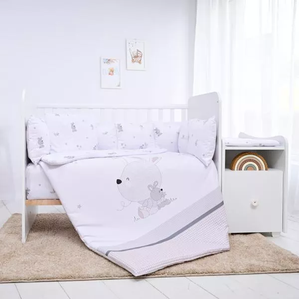 Set lenjerie pat 8 piese, bumbac ranforce, Trend, Little Rabbits Grey 1
