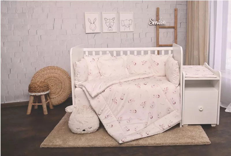 Set lenjerie pat 8 piese, bumbac ranforce, Trend, Beige Bunnies 1