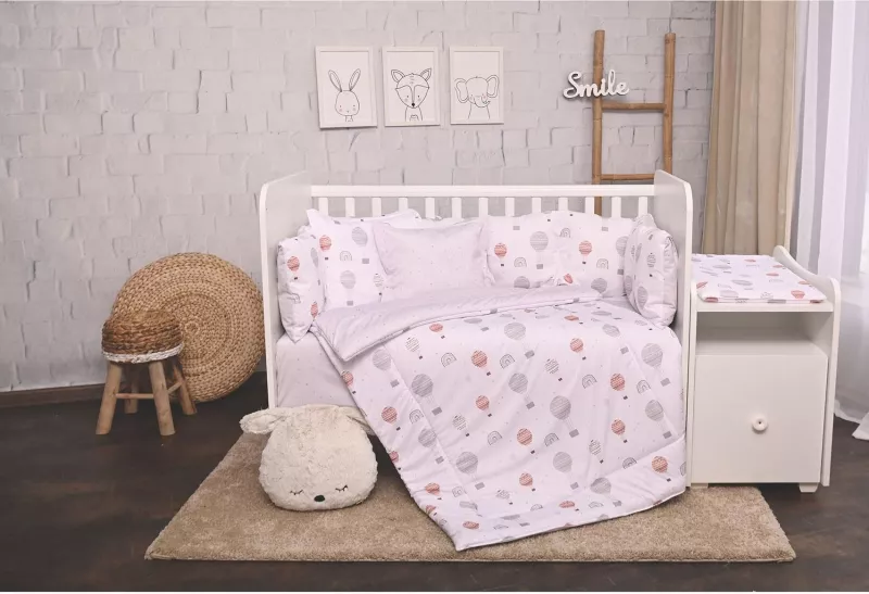 Set lenjerie pat 8 piese, bumbac ranforce, Trend, Grey Ballons 1