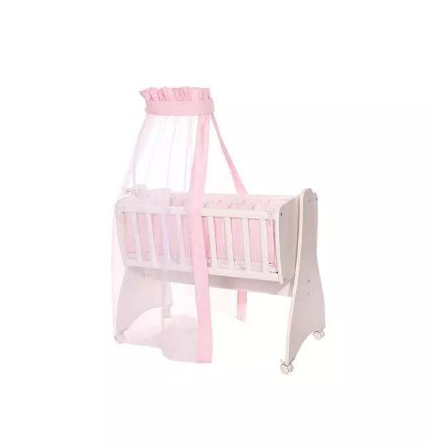 Set lenjerie pat balansoar First Dreams, 7 piese, bumbac ranforce, Pink Moons & Stars 1