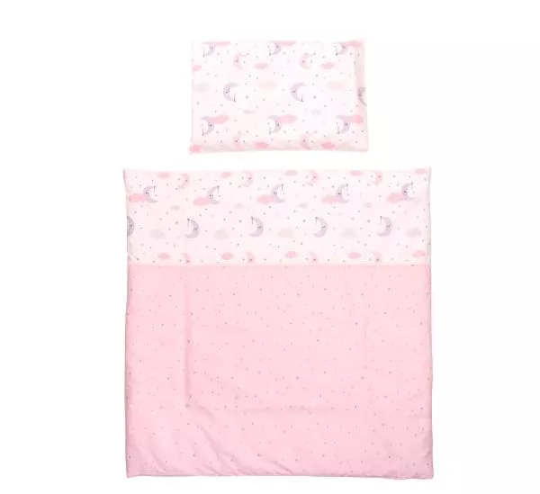 Set lenjerie pat balansoar First Dreams, 7 piese, bumbac ranforce, Pink Moons & Stars 2