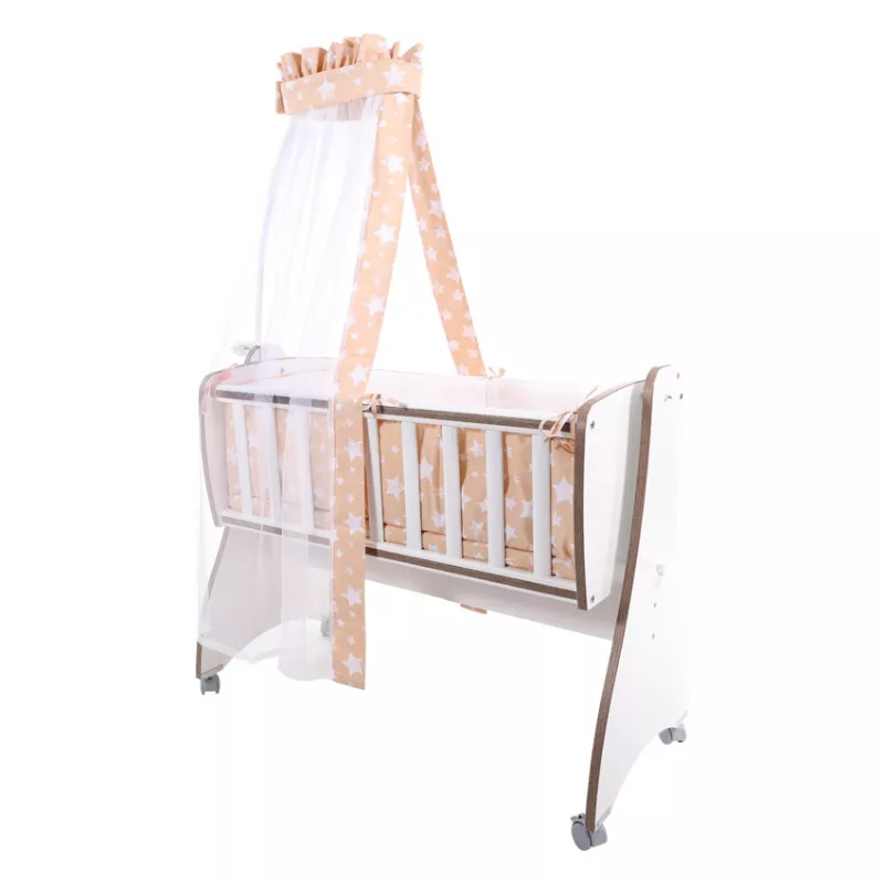 Set lenjerie pat balansoar First Dreams, 7 piese, bumbac ranforce, Beige Stars 1