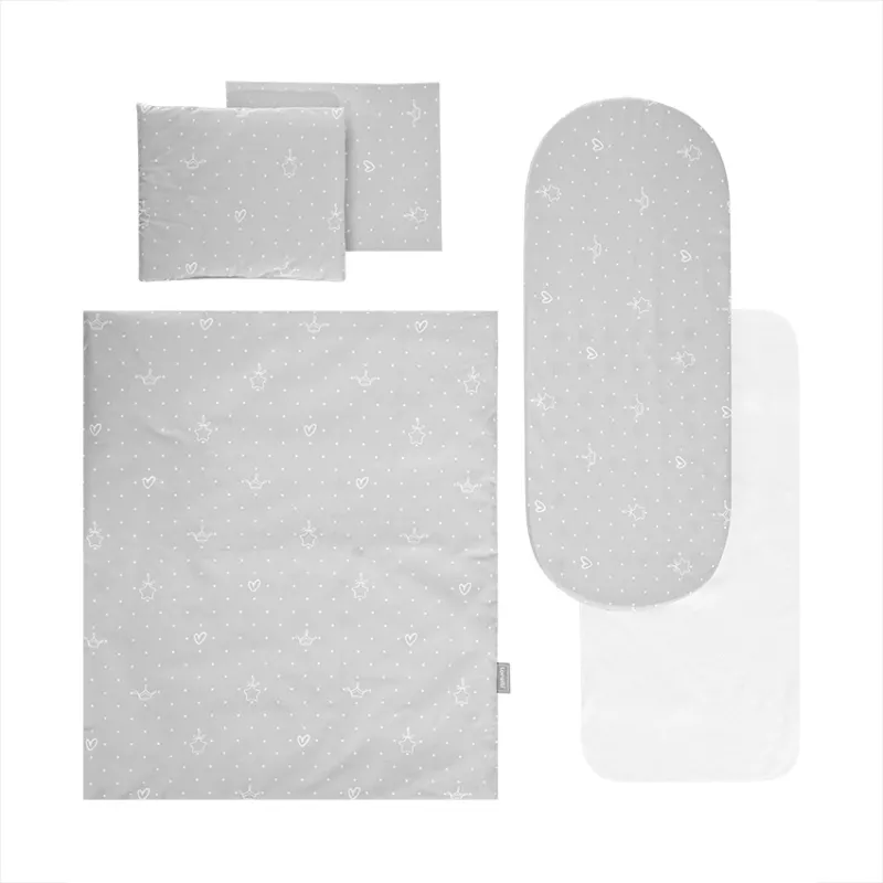 Set lenjerie pentru carucior, cu protectie impermeabila, 6 piese, Little Bear Grey 1
