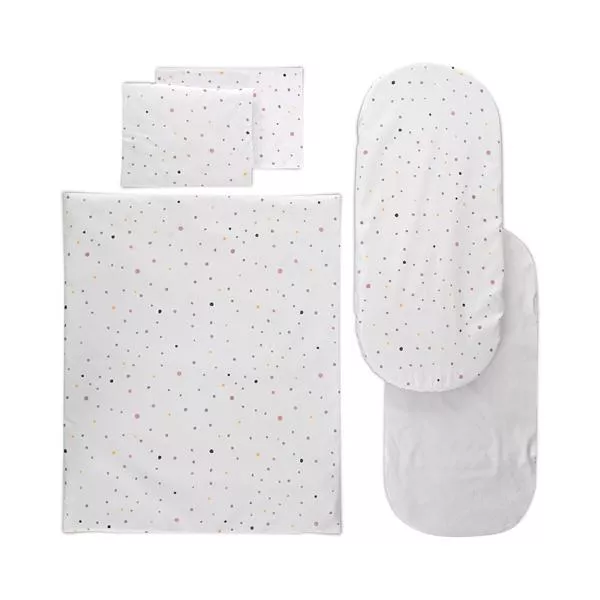 Set lenjerie pentru carucior, cu protectie impermeabila, 6 piese, Happy Friends Mint 1