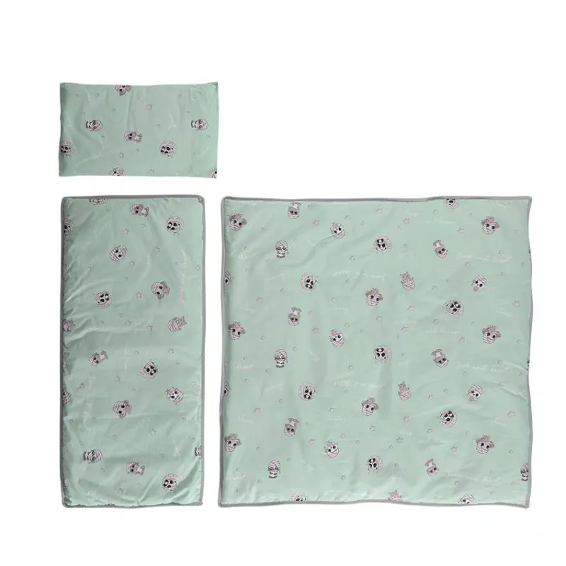 Set lenjerie pentru carucior, de iarna, bumbac ranforce, 4 piese, Friends Green 1