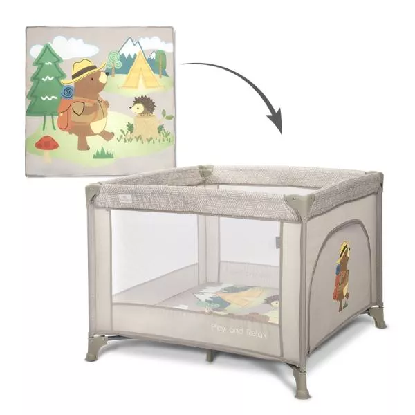 Tarc de joaca Play N Relax, 100x100x75 cm, deschidere laterala cu fermoar, geanta de transport, Beige Camping 1