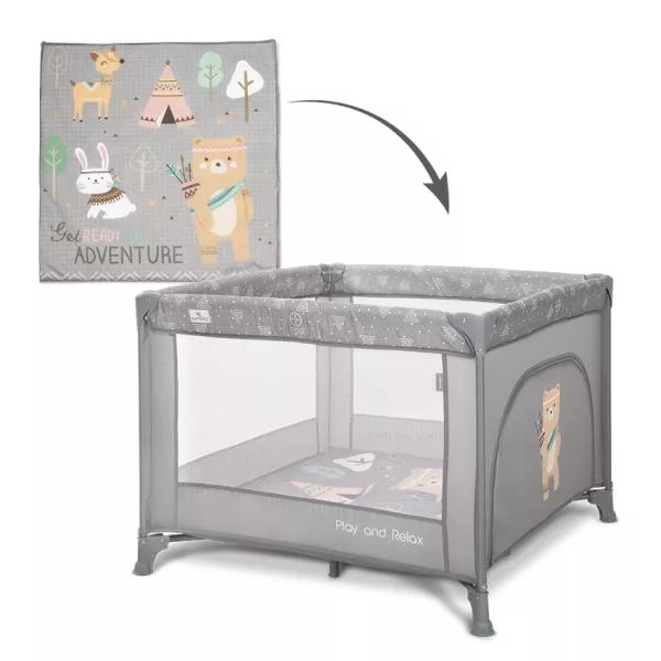 Tarc de joaca Play N Relax, 100x100x75 cm, deschidere laterala cu fermoar, geanta de transport, Grey Adventure 1