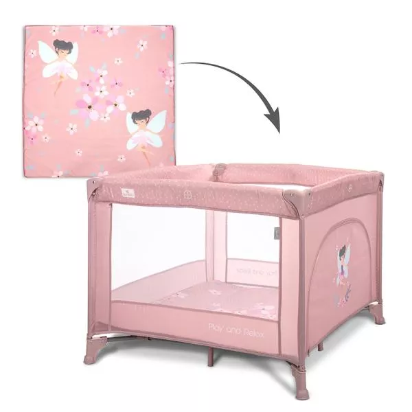 Tarc de joaca Play N Relax, 100x100x75 cm, deschidere laterala cu fermoar, geanta de transport, Blush Pink Fairy 1